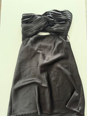 Princess Polly Black Strapless Satin Twist Dress with Front Cutout